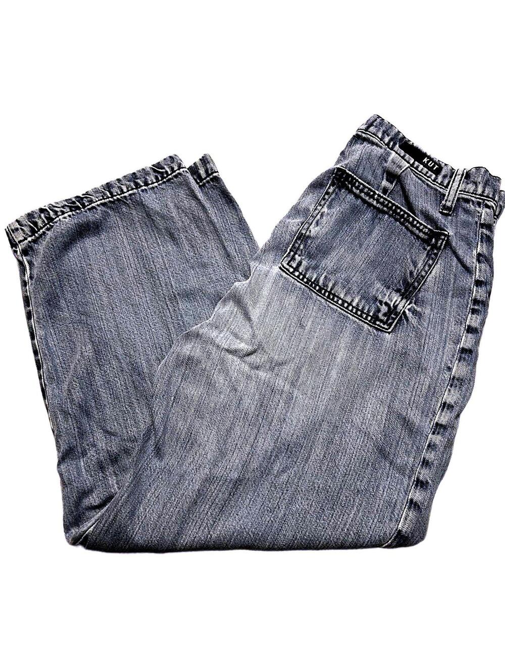 KUT from the Kloth Grey/Blue Utility Straight Leg Jeans Front Patch Pockets 0 - Picture 2 of 9